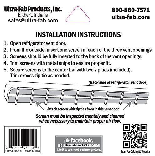 Bug Stopper Ultra-Fab Screen for RV Refrigerator Outside Vents 53-945200