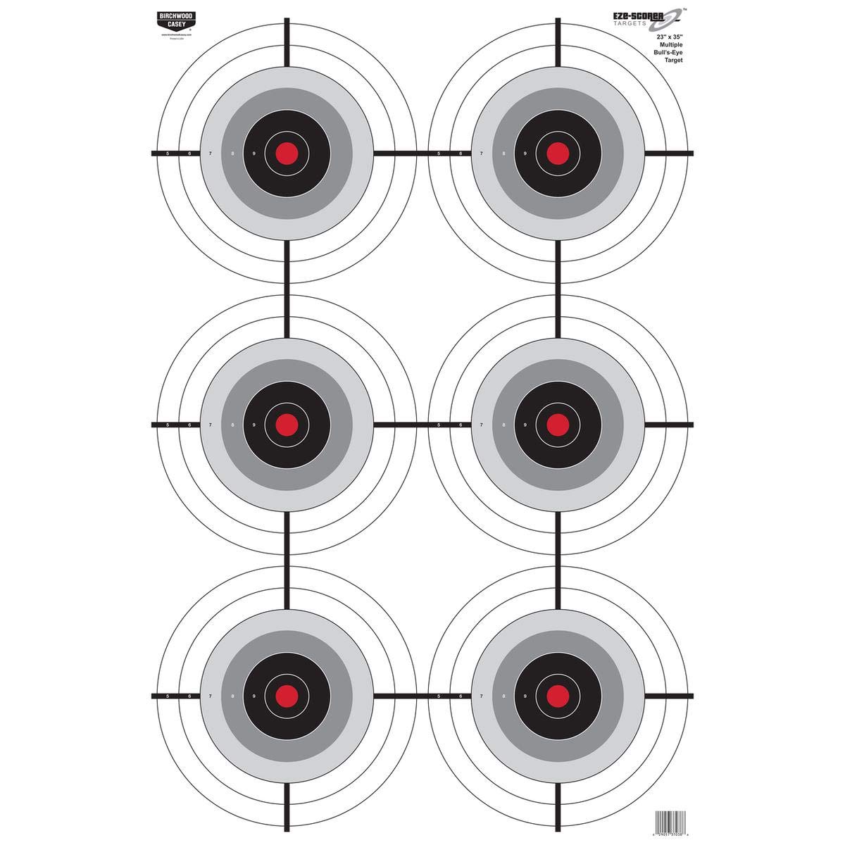 Eze-Scorer BIRCHWOOD CASEY 23" x 35" Multiple Bull's-Eye Shoot-Up Brilliant White Paper Targets for Indoor and Outdoor Use, 100 Targets