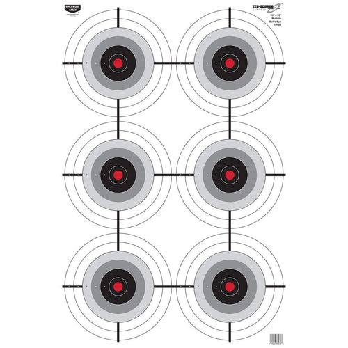 Eze-Scorer BIRCHWOOD CASEY 23" x 35" Multiple Bull's-Eye Shoot-Up Brilliant White Paper Targets for Indoor and Outdoor Use, 100 Targets