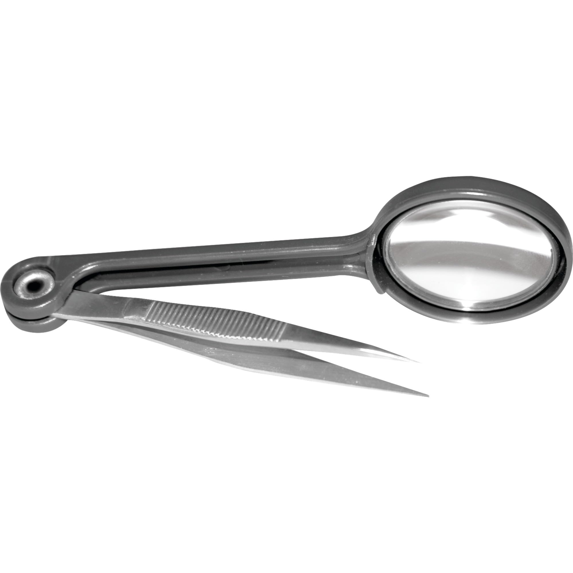 W3213 Performance Tool 4x Magnifying Glass with Stainless Steel Tweezer for Detailed Projects, Durable Plastic Handle and Frame