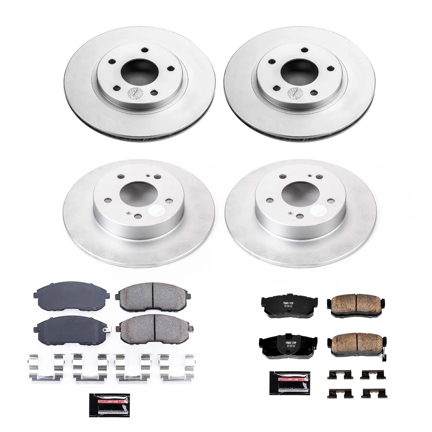 Power Stop CRK2281 Brake Rotor and Ceramic Brake Pads Coated - Front & Rear For INFINITI I30 2000-2001 [Model Specific]