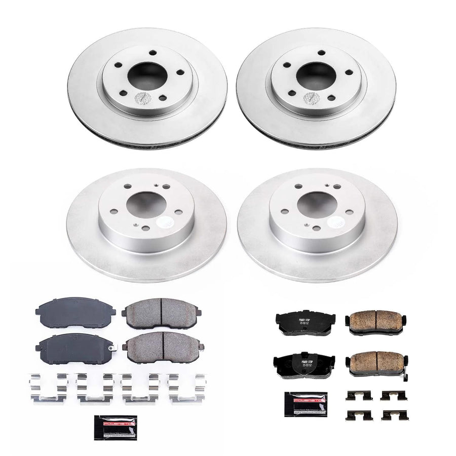 Power Stop CRK2281 Brake Rotor and Ceramic Brake Pads Coated - Front & Rear For INFINITI I30 2000-2001 [Model Specific]