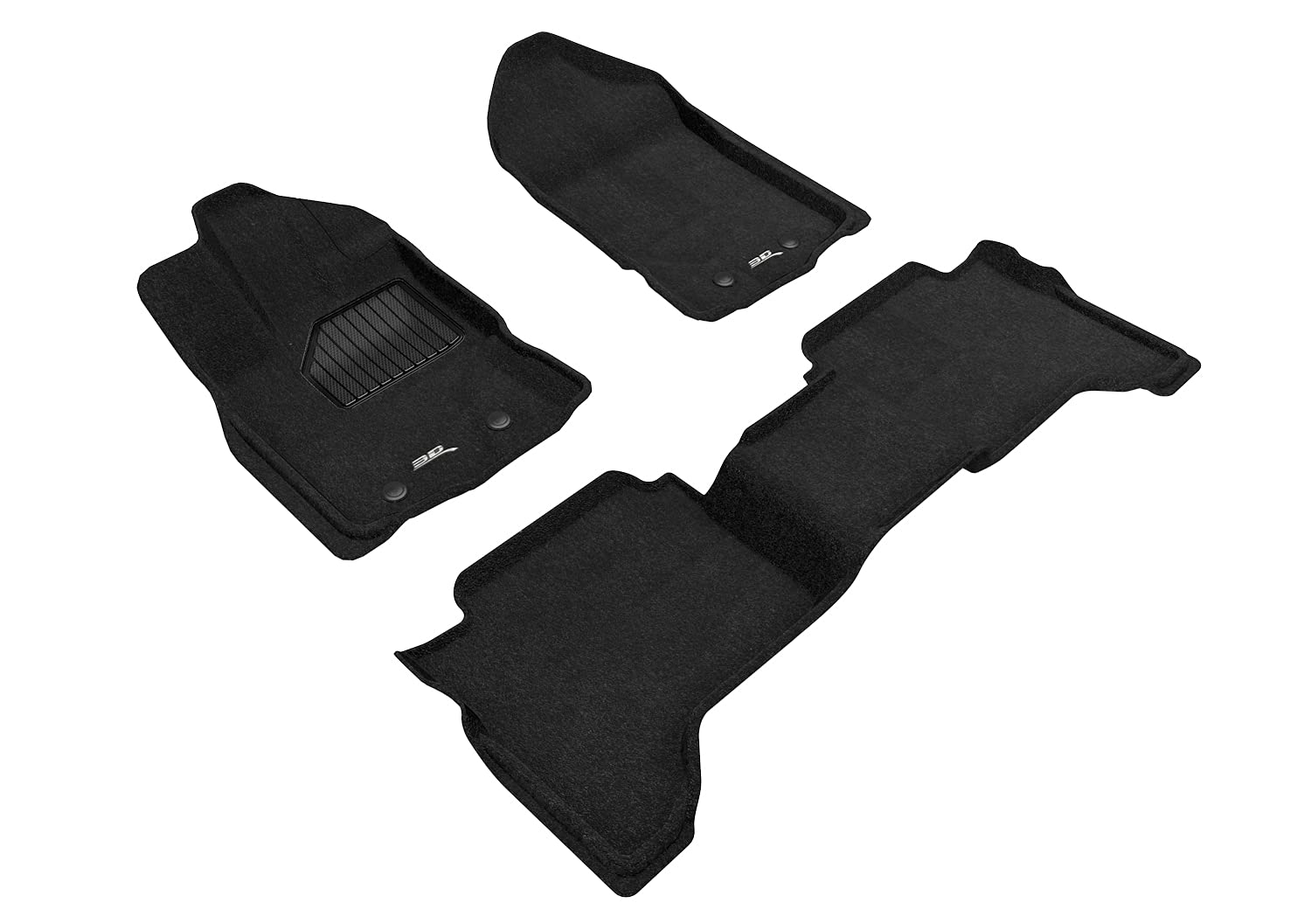 3D MAXpider Elegant Custom Fit Floor Mat (Black) for 2019-2021 Ford Ranger SUPERCREW - 1ST Row 2ND Row