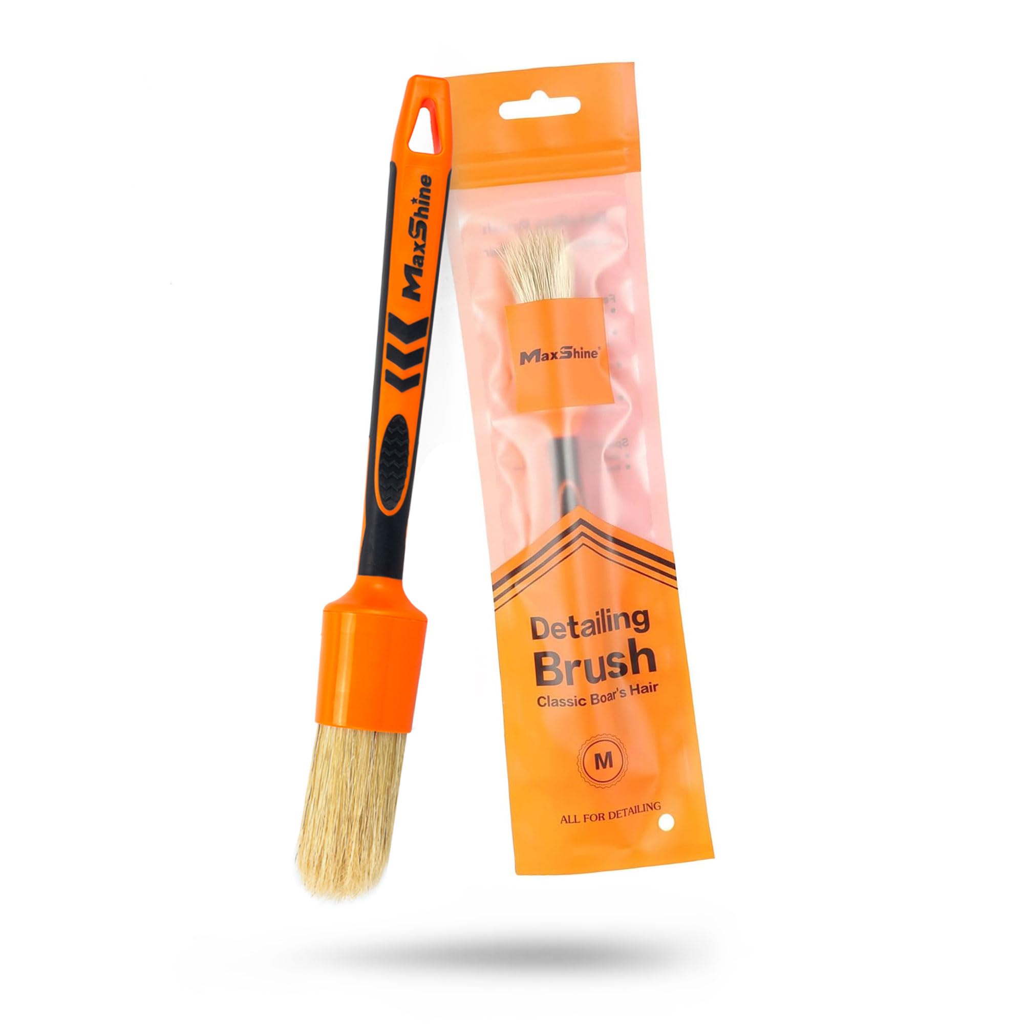 Maxshine #12 Medium Universal Detailing Brush – Classic Boar’s Hair Bristles, Soft & Durable – Professional Brush for Interior, Exterior, Leather Seats, Engine Bay & Wheels