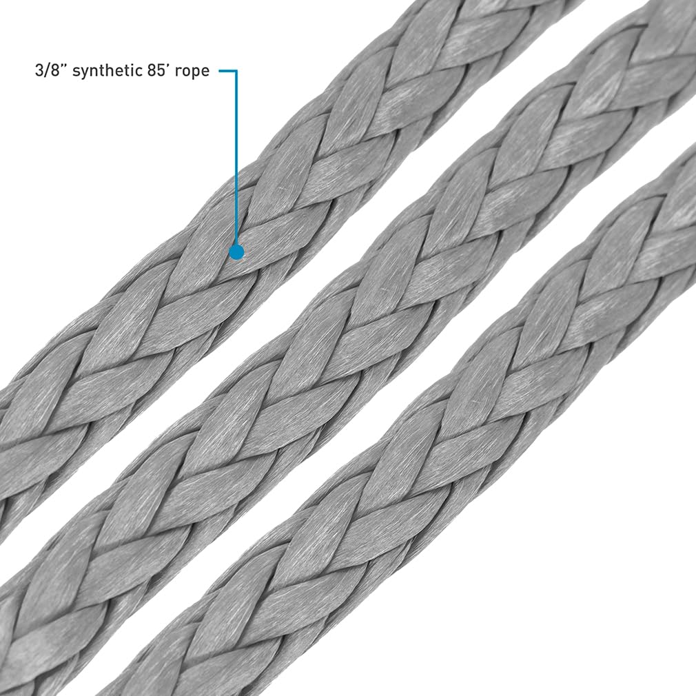 Off-Road Borne Replacement Synthetic Winch Rope 3/8" x 85ft Grey