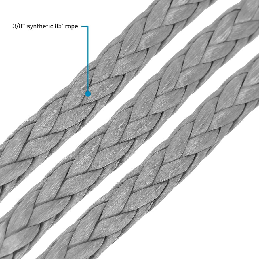 Off-Road Borne Replacement Synthetic Winch Rope 3/8" x 85ft Grey