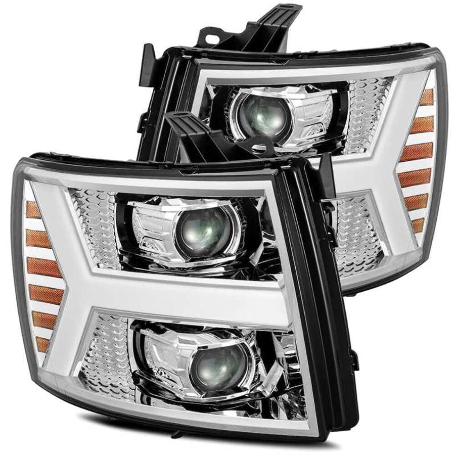 07-13 Chevy 1500HD AlphaRex (880204) PRO-Series Proj Headlights Plank Style Chrome w/Activ Light/Seq Signal