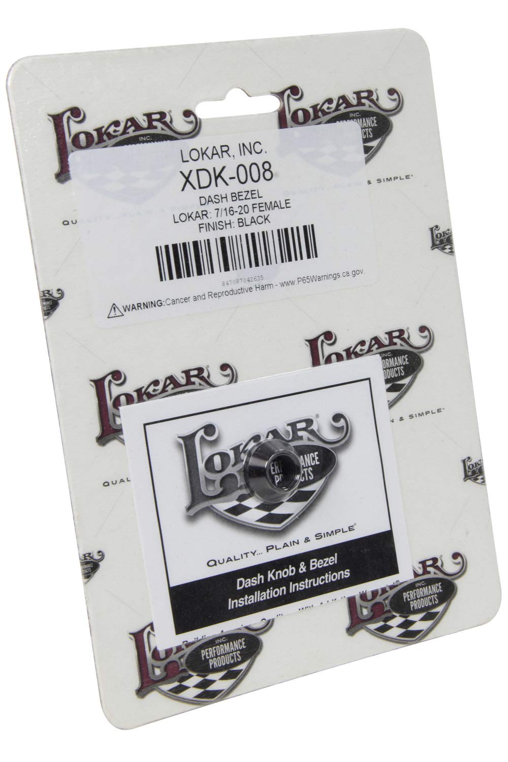 Lokar XDK-008 Performance Products Dash Bezel - 7/16-20 Female - Black
