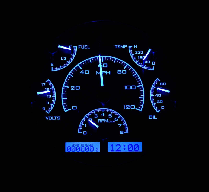 Dakota Digital VHX-66F-BRO-C-B Analog Dash Gauge System Compatible with 1966-77 Ford Bronco Carbon Blue Backlighting