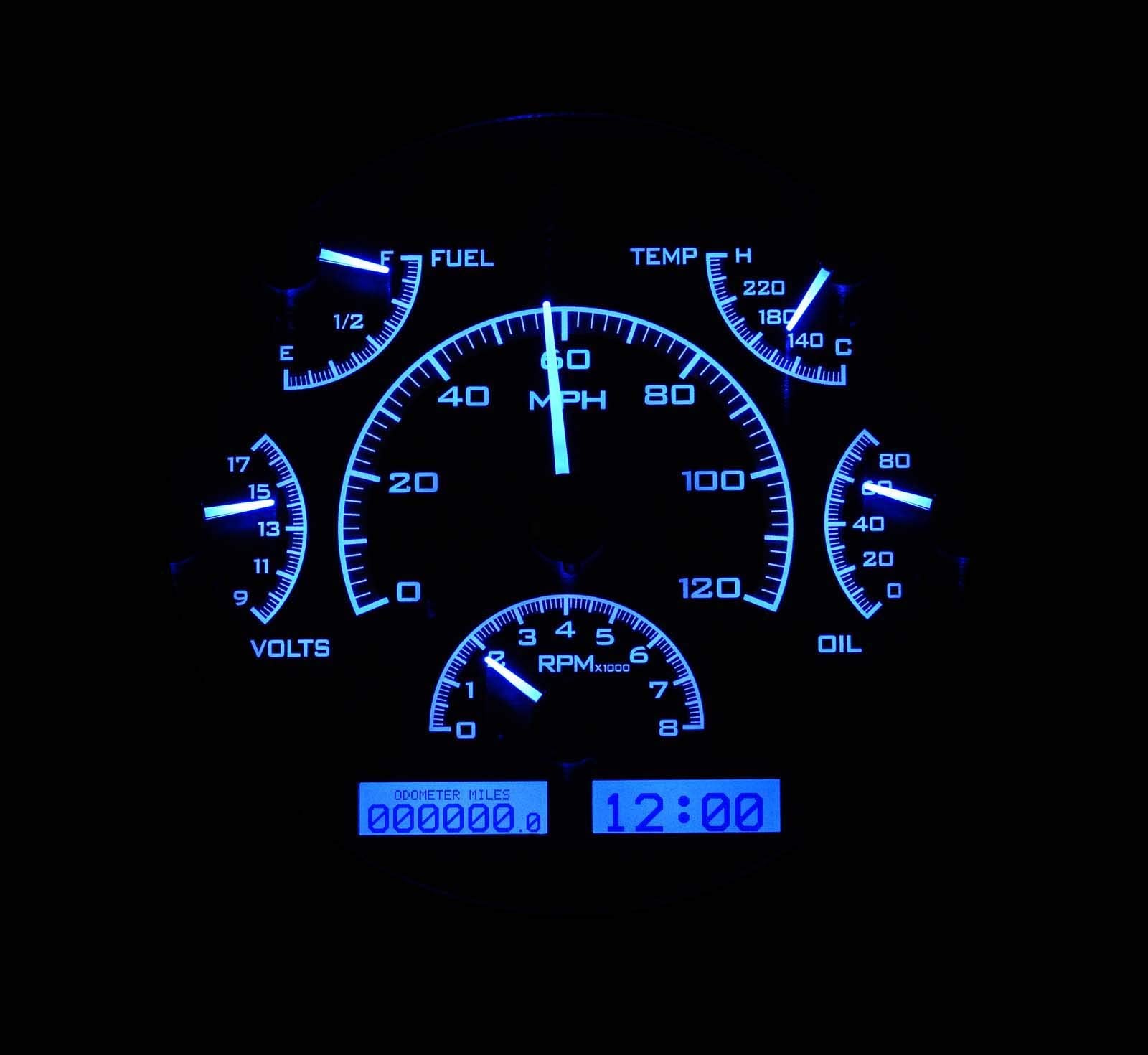 Dakota Digital VHX System Analog Dash Gauges Black Alloy Blue Backlighting Compatible with 1966-77 Ford Bronco