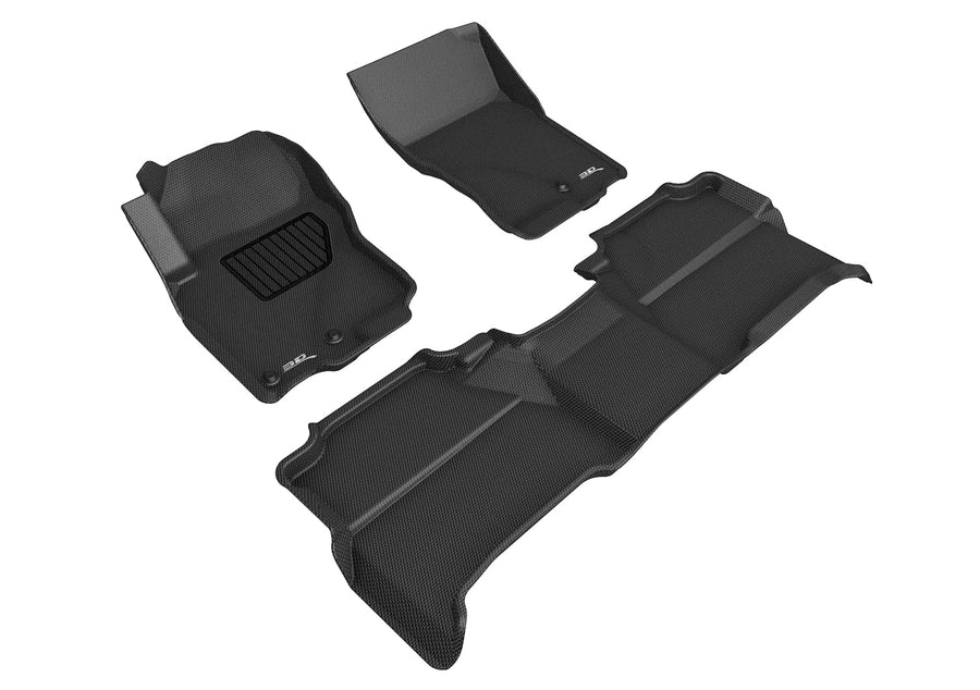 KAGU 3D MAXpider Custom Fit Floor Mat (BLACK) for 2005-2019 NISSAN FRONTIER CREW CAB - 1ST ROW 2ND ROW
