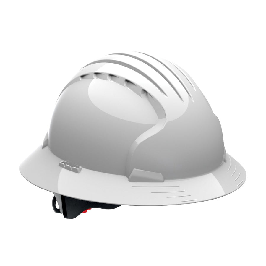 Deluxe Evolution 6161 JSP 280-EV6161-10 Class E Full Brim Lineman's Hard Non-Vented Hat, White