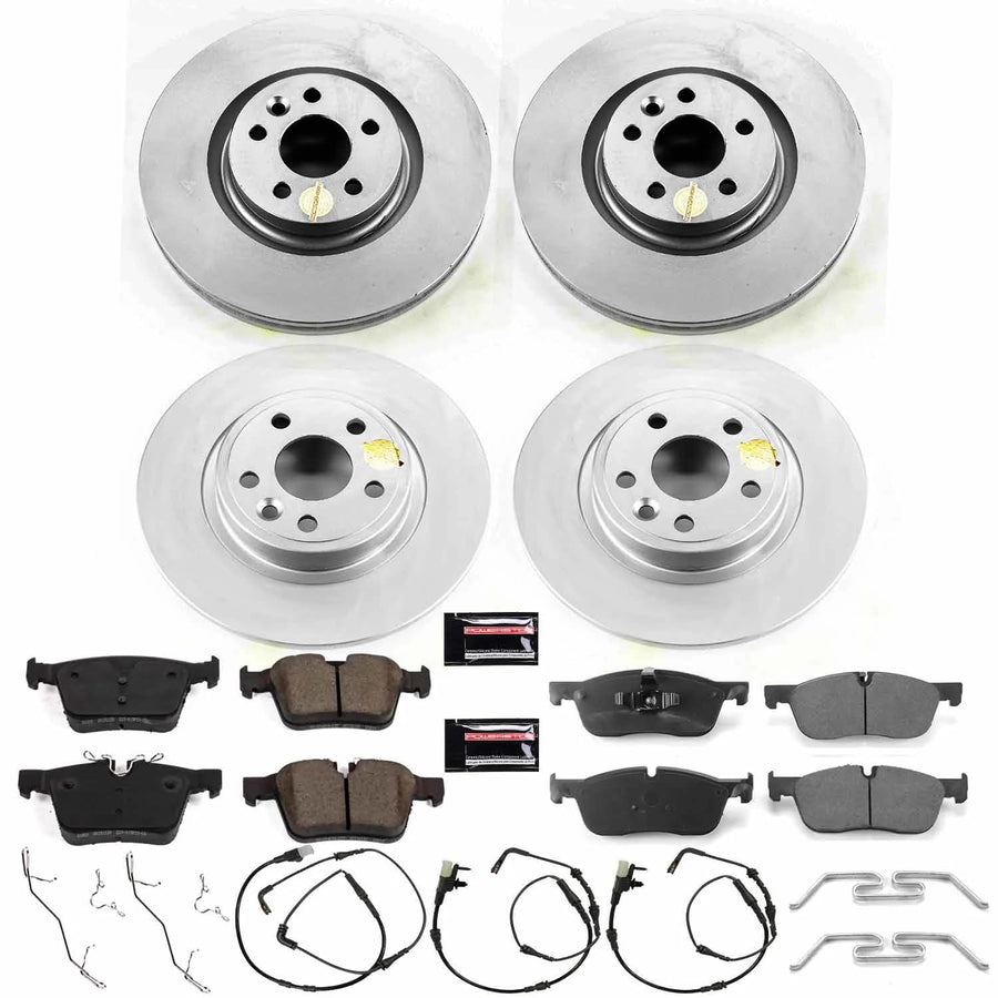 Power Stop CRK7993 Brake Rotor Coated and Ceramic Brake Pads- Front & Rear For Land Rover Discovery Sport 2015-2017 [Model Specific]