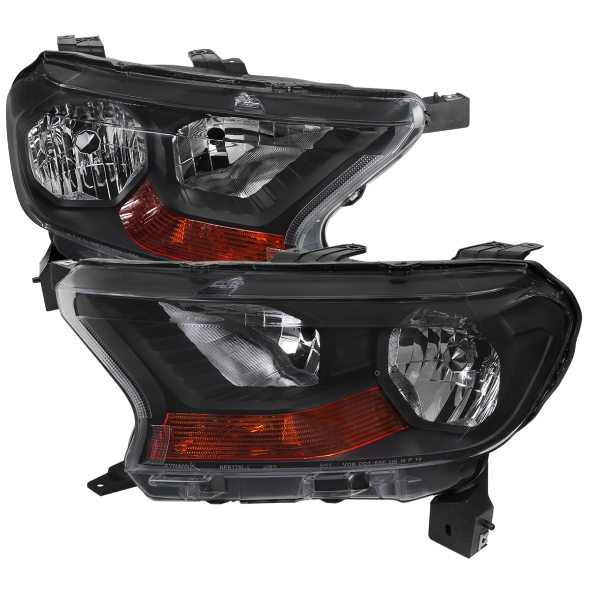Black Headlights SPEC-D TUNING Compatible with 2019-2022 Ford Ranger XL/XLT, Left + Right Pair Headlamps Assembly