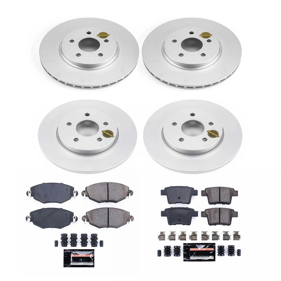 Power Stop Z23 Evolution Sport CRK1374 Coated Brake Kit Front & Rear For Jaguar X-Type 2005-2008 [Model Specific]