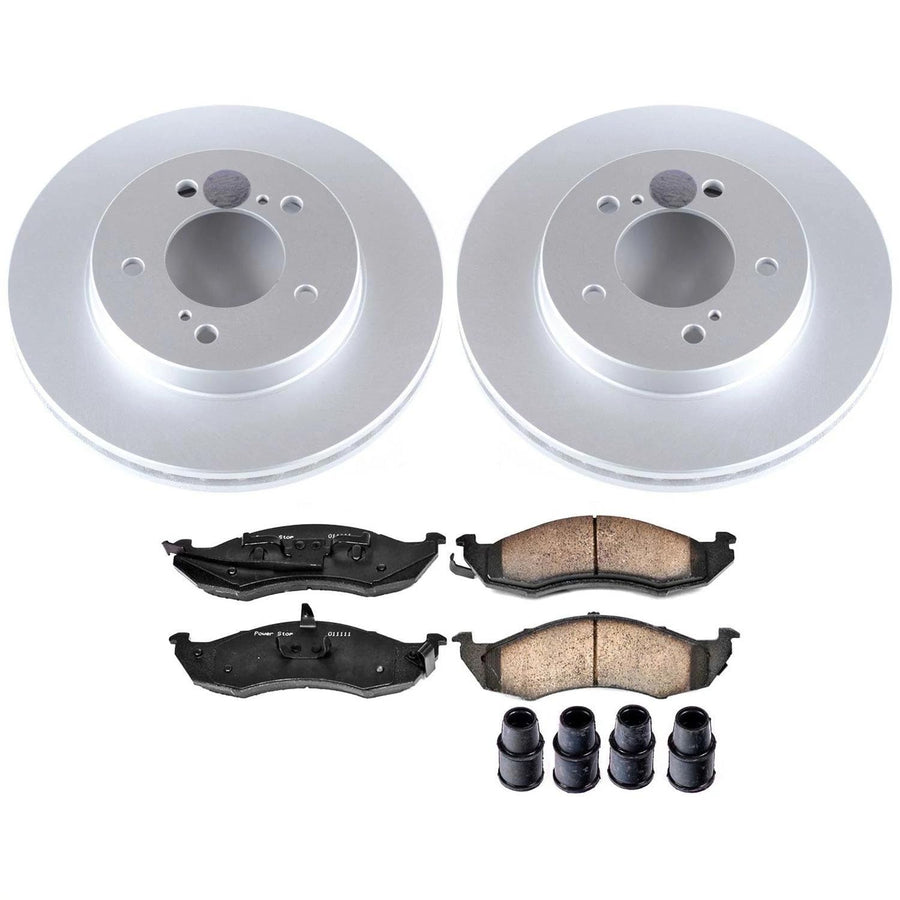 Power Stop Coated Brake Rotors and Z17 Ceramic Brake Pads Kit For Mercury Villager 1993-2002, Nissan Quest 1993-2002 [Model Specific]