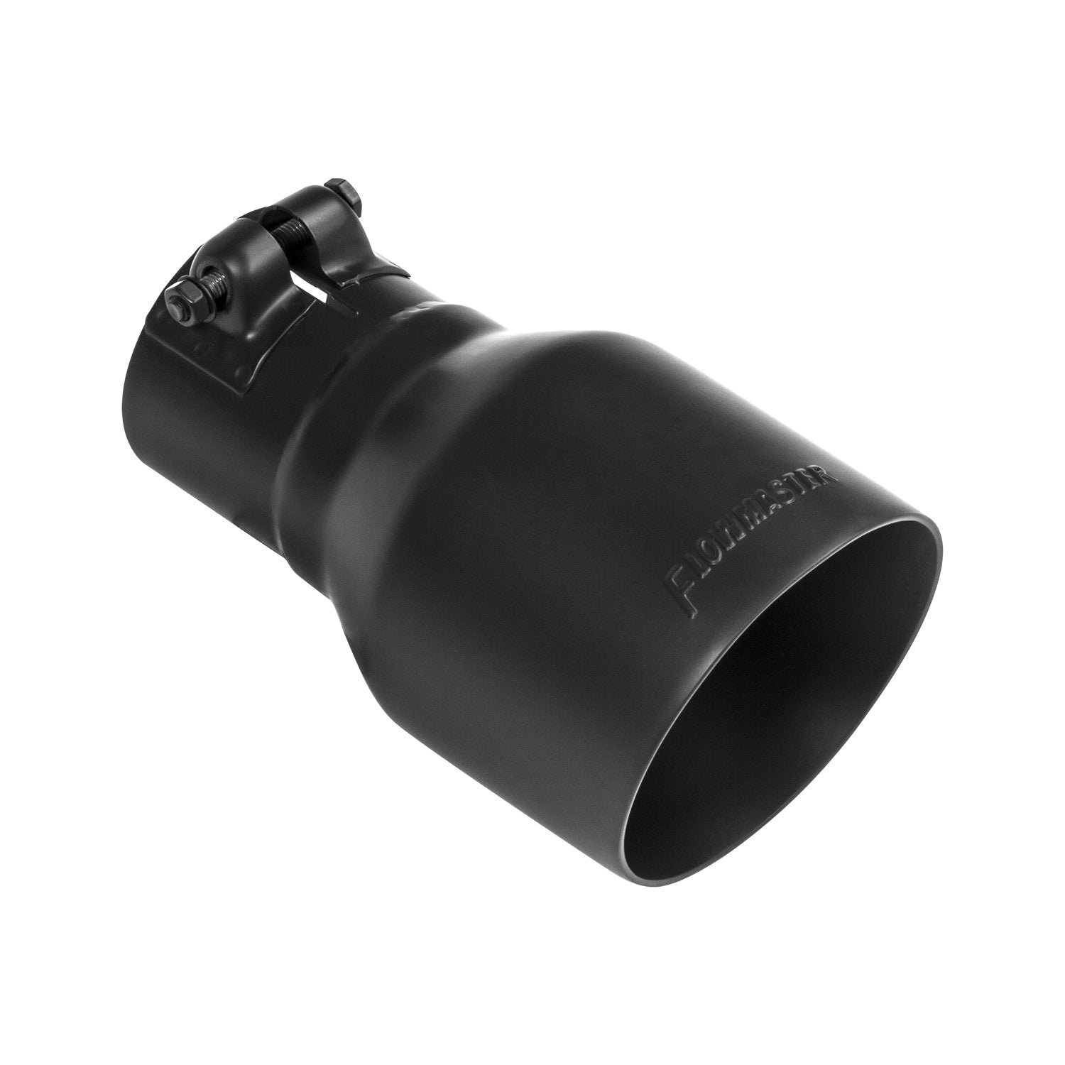 Flowmaster Exhaust Tip 15396B 4 Inch Angle Cut Black Ceramic Coated 304 Stainless Steel Fits 2.5 Inch Tubing 7 Inch Long - Clamp On