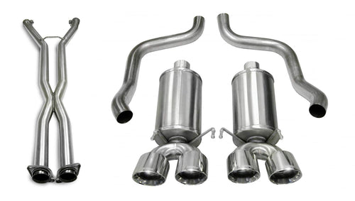 Xtreme Cat-Back Exhaust System Corsa Performance 14960CB4 Dual Rear Exit 2.5 in. Dia. Incl. RH-LH Muffler Assy/X-Pipe/RH-LH Over Axle Pipes/Hardware/Quad 4 in. Polished Pro-Series Tips