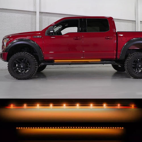 RECON 62" Premium Big Rig Ice Universal Fit Side Mounted High Power LED 2-PC Light Bar Kit Amber Running Lights & Turn Signals with White Courtesy/Cargo Lights