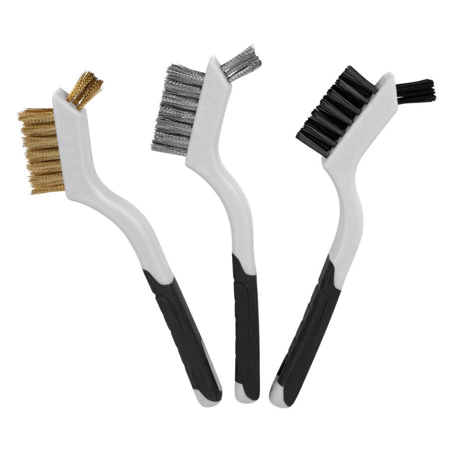3pc Performance Tool Soft Grip Mini Brush Set - Perfect for Cleaning Small Spaces and Delicate Surfaces with Precision and Comfortable Grip
