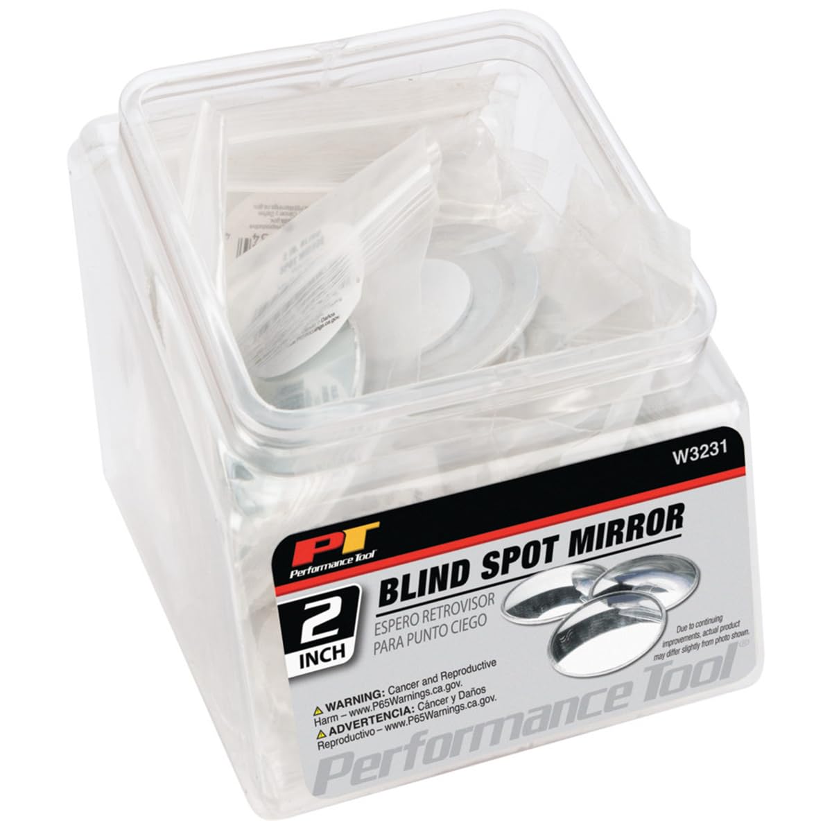 W3231 Performance Tool Blind Spot Mirror with Self-Adhesive Backing, Safer and Wider Field of Vision, Small Fishbowl, US Patented Design