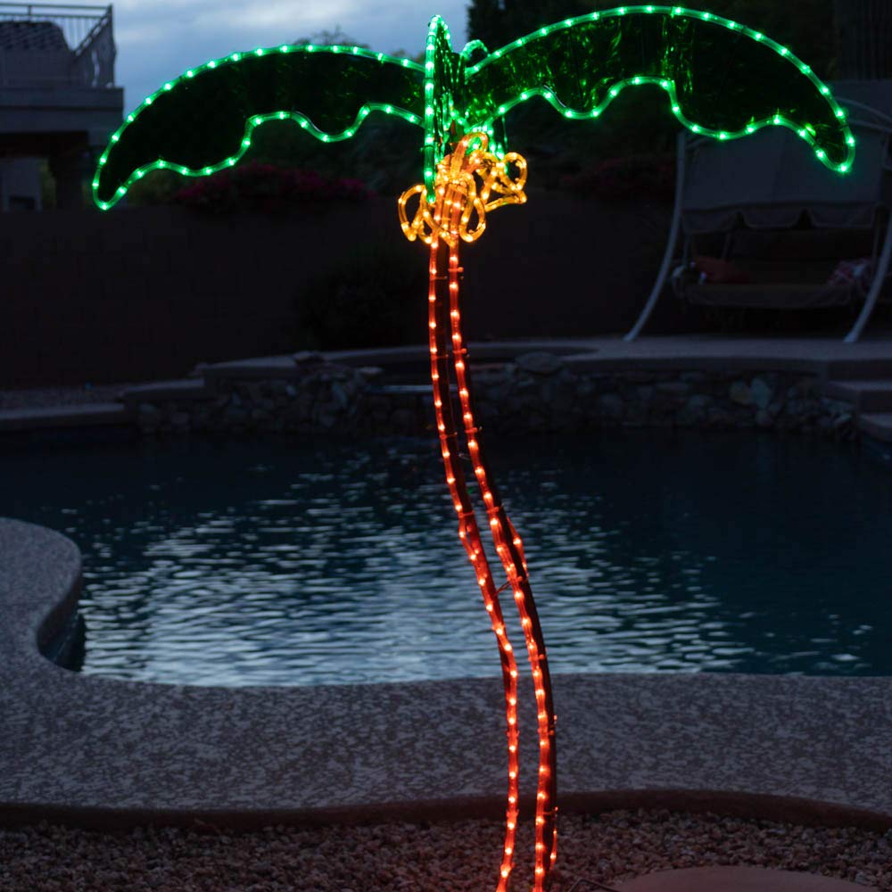 LongLife Green 7-Feet Decorative Palm Tree Light - with Coconuts Super Bright LED Rope Light for Indoor and Outdoor Use