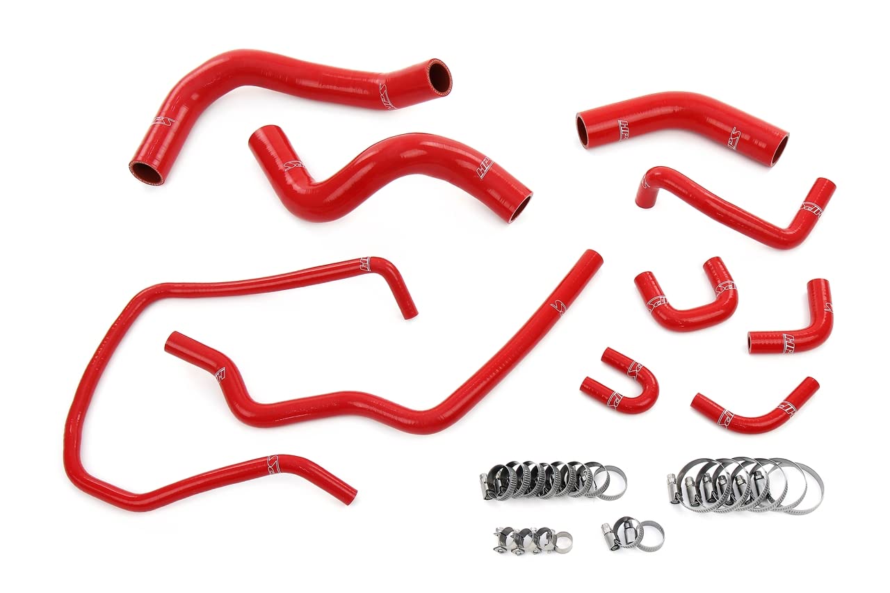 HPS Performance Silicone Red Radiator, By-pass, Throttle Body Coolant Hoses Compatible for 2004-2015 Nissan Titan 2005-2015 Armada 2004 Pathfinder Armada 2004-2010 Infiniti QX56 5.6L, 57-2167-RED