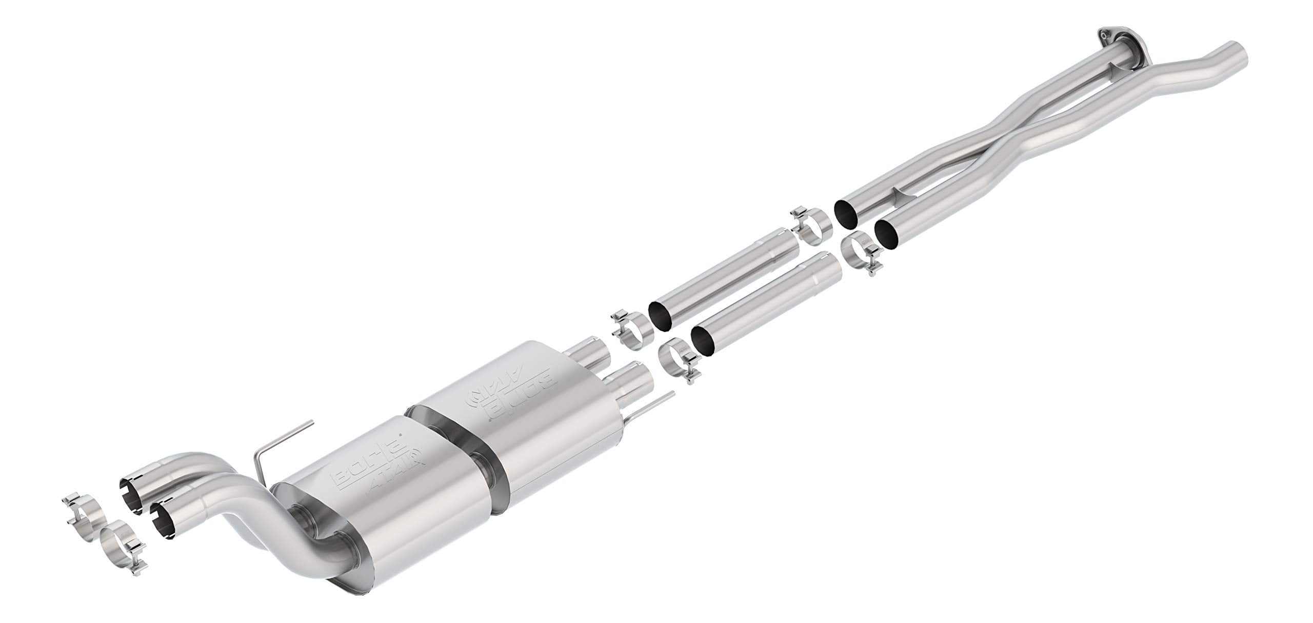 BORLA Performance Exhaust 60638 Merge X-Pipe With Mid-Section 2017-2020 Ford F-150 Raptor V6 & 2019-2020 F-150 Limited V6 Dual 2.75" Diameter Into Mufflers/Dual 3" Exiting Mufflers T-304 Stainless