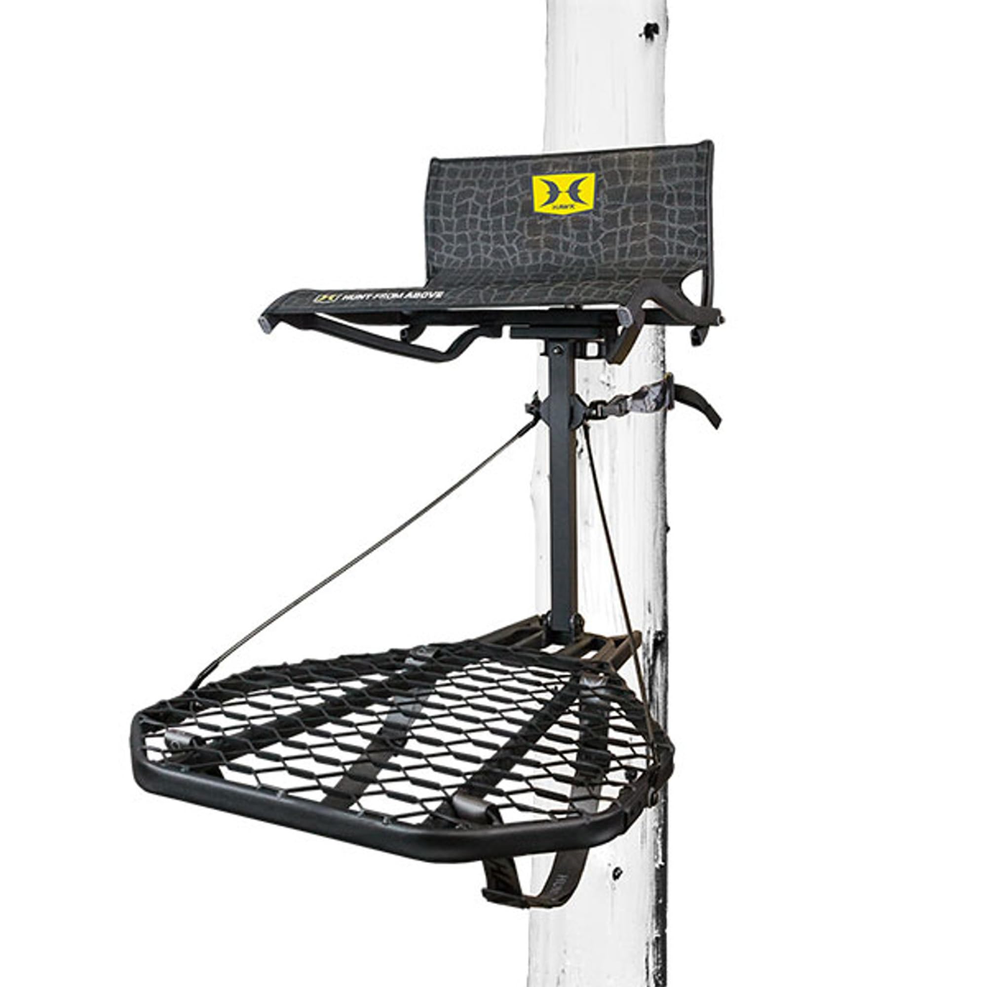 Hawk Hang On CRUZR, Tree Stand Hunting Gear with Lumbar MeshComfort Seat and All-Welded Platform, Foot Rest for Mobile Hunters, 34 x 24 Inch