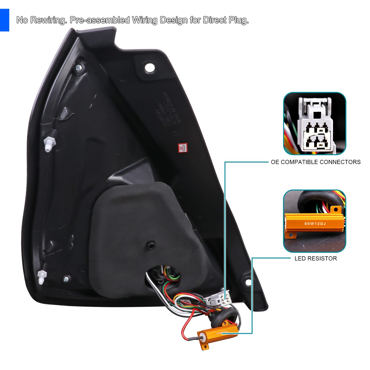 Smoke Tail Lights w/LED Tube SPEC-D TUNING Compatible with 2014-2019 Ford Fiesta Hatchback, Left + Right Assembly