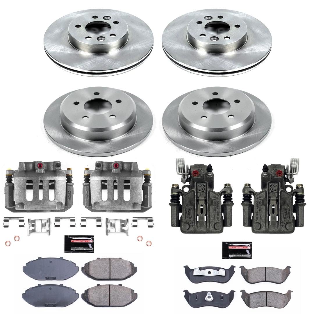 Power Stop Autospecialty KCOE2861 Front & Rear Caliper Brake Kit- Brake Rotors, Ceramic Brake Pads and Brake Calipers For Ford Crown Victoria, Lincoln Town Car, Mercury Grand Marquis [Model Specific]
