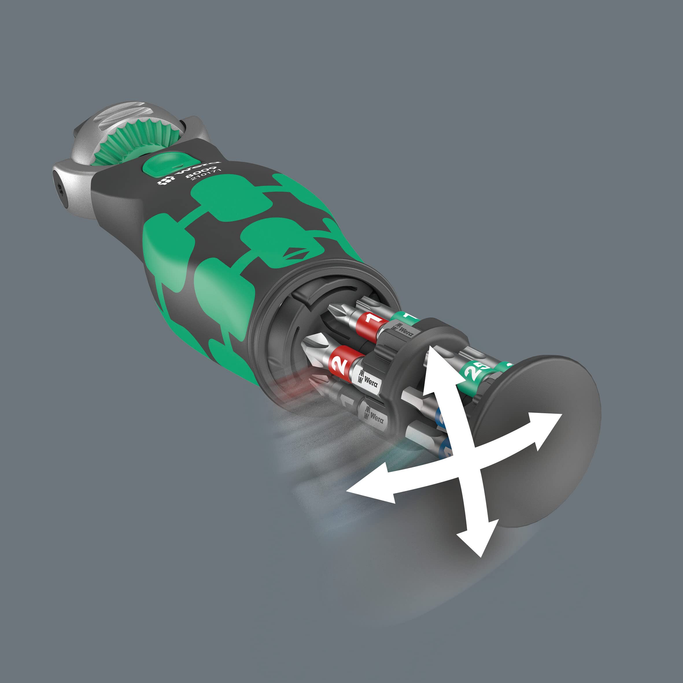 Wera 8009 Zyklop Pocket Set Imperial 1, Ratchet Set, 13 Pieces, Black Green