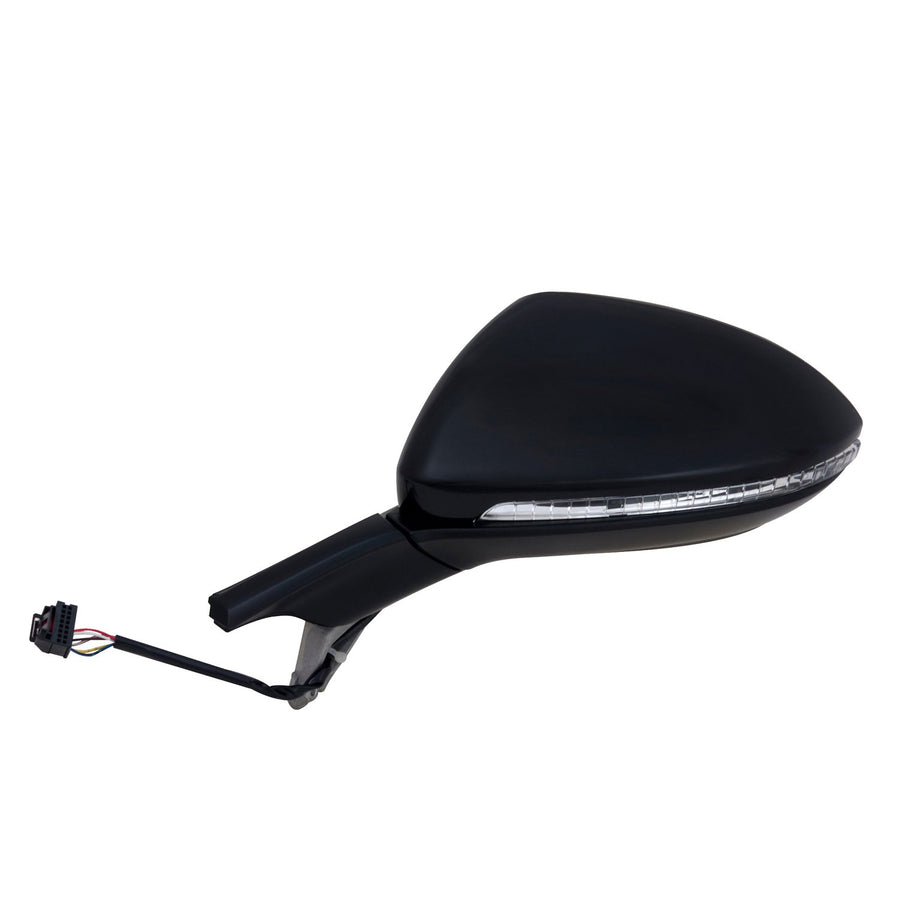 Driver Side Fit Mirror for Volkswagen Golf, Textured Black w/PTM Cover, w/Turn Signal, Foldaway, w/o Puddle lamp, w/o Memory, Heated Power