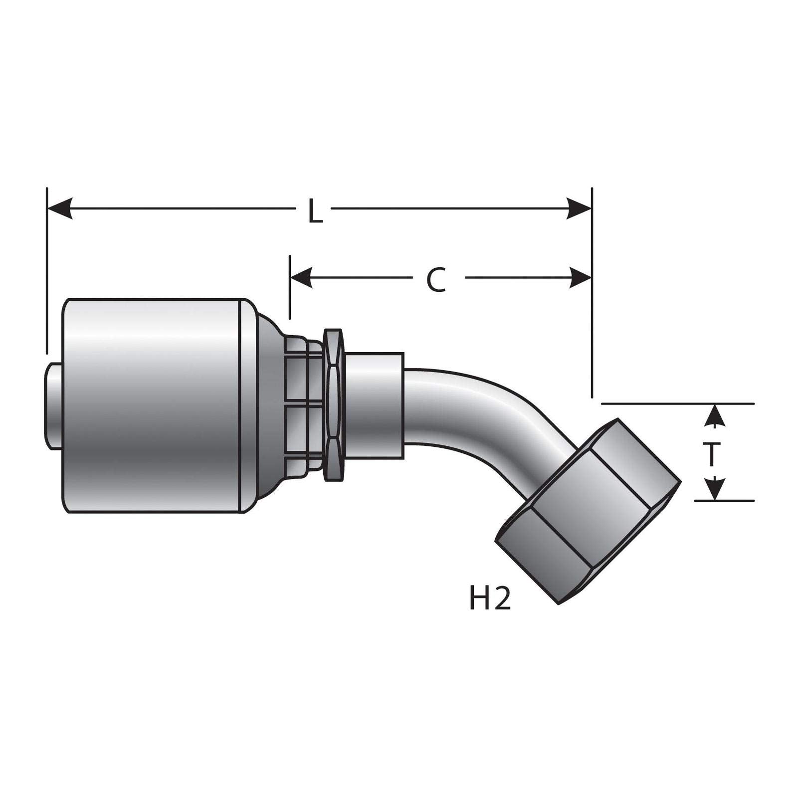 Gates G25175-0404 45 Bent Tube Female JIC 37 Flare Swivel (MegaCrimp)