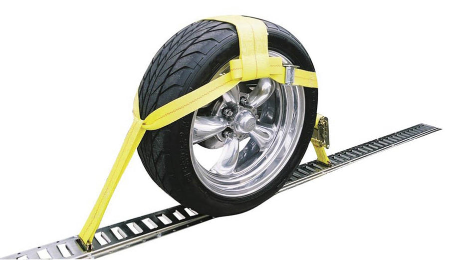 E-Track Adjustable Tire Basket Strap with Cam Buckle and Ratchet Erickson 8314 3500 lb.