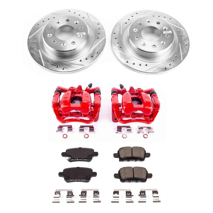 Power Stop Z23 Rear Brake Caliper Kit-Drilled/Slotted Rotors, Carbon Ceramic Pads, KC7721 Calipers