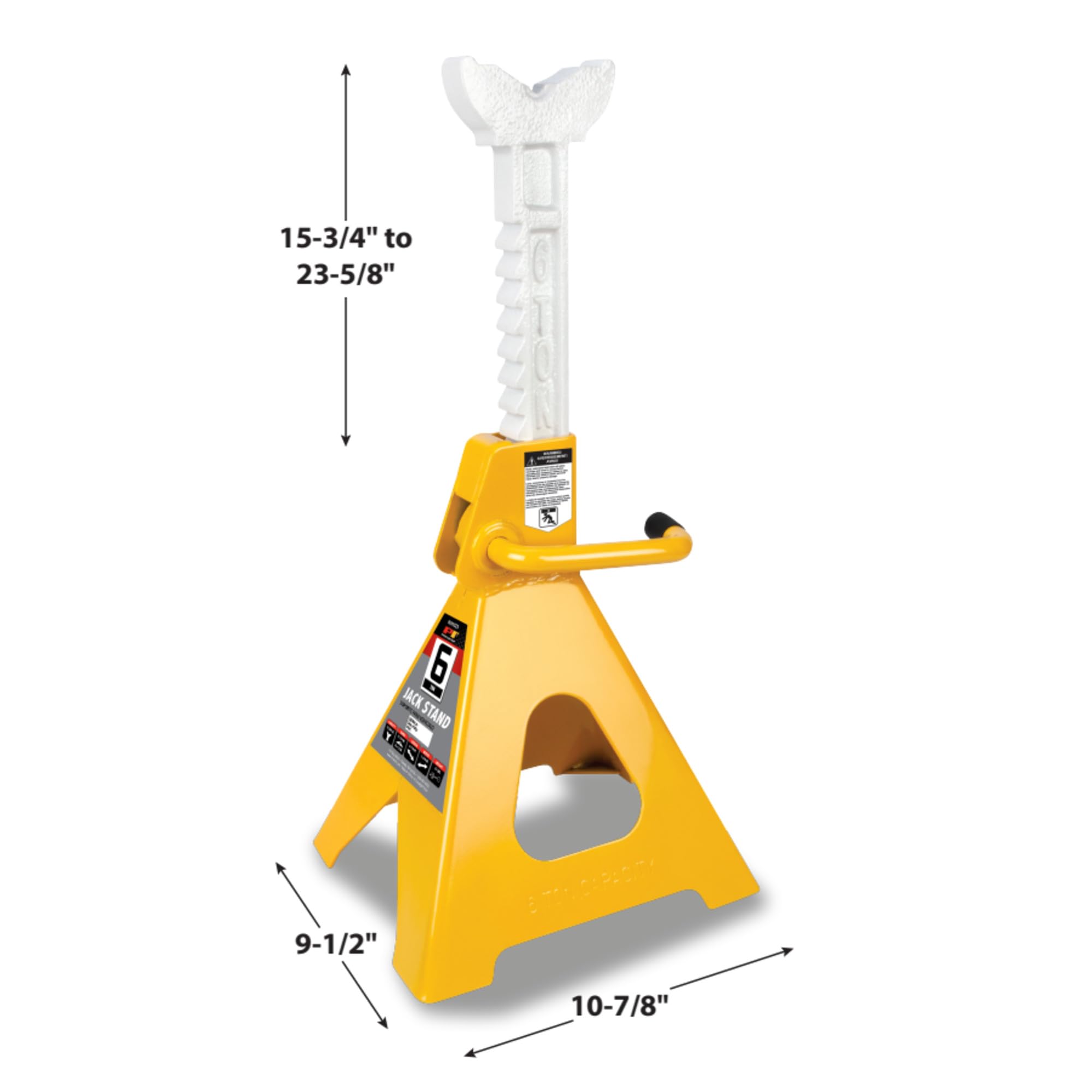 W41023 Performance Tool Ratchet Style Jack Stand Set for Lifting Vehicles During Maintenance, Yellow, 6-Ton
