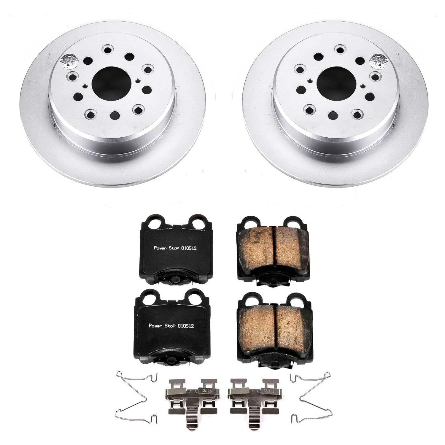 Coated Power Stop CRK1149 Brake Rotor & Ceramic Brake Pads- rear