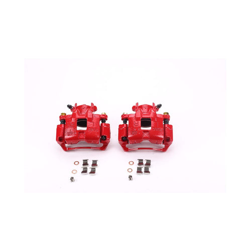 Power Stop S2680 Front Pair of High-Temp Red Powder Coated Calipers For Mitsubishi Lancer 2002-2007 [Model Specific]