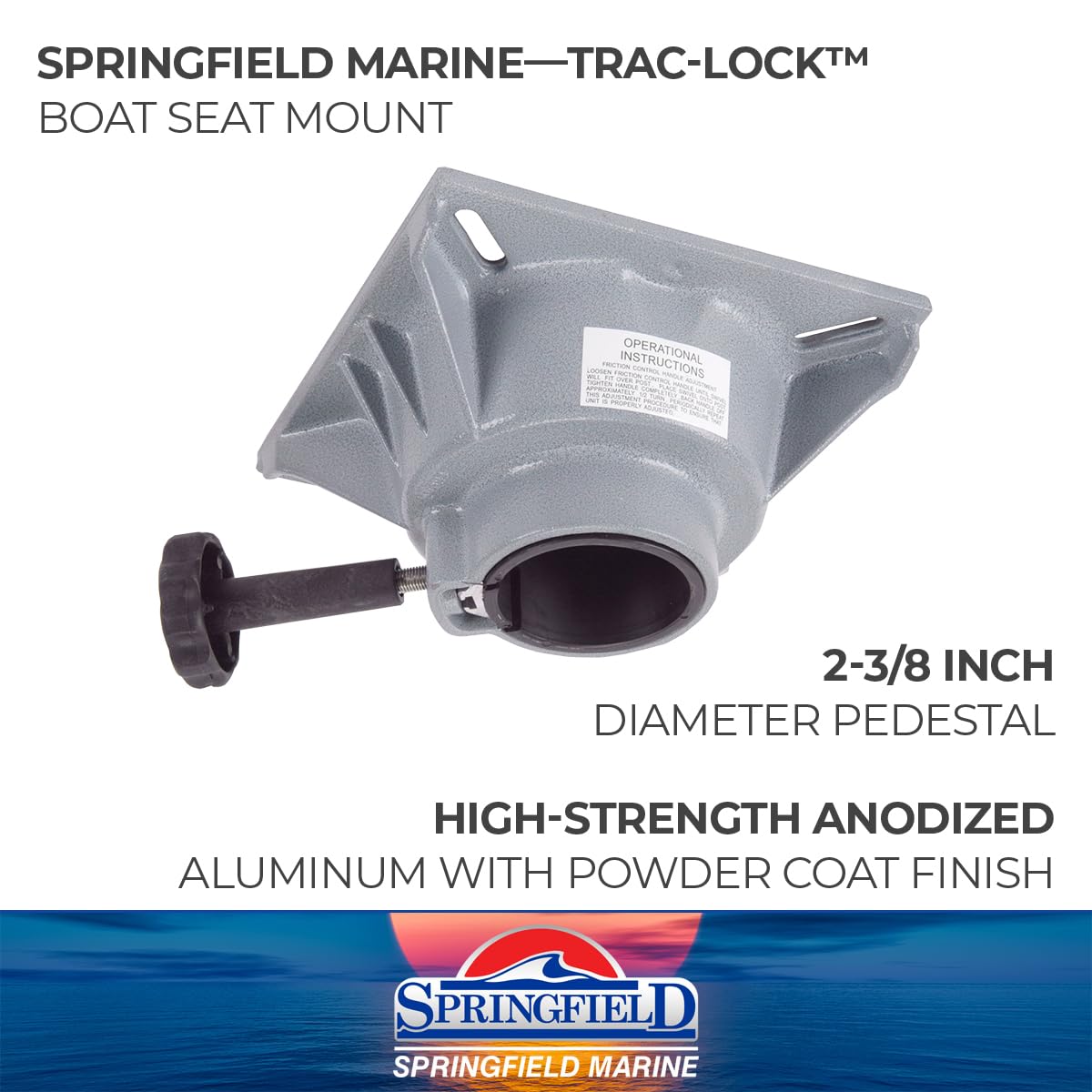 Trac-Lock Springfield 1100031-1 Pedestal Swivel - Non-Locking, 2-3/8", Each