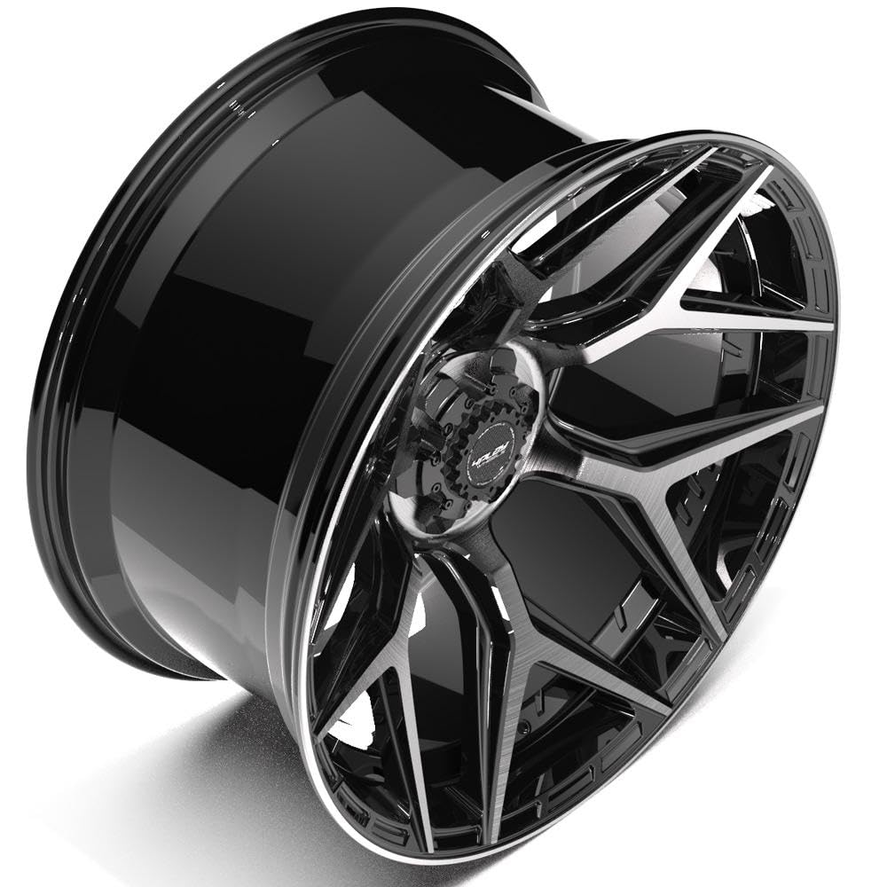 4PLAY Wheels 24 Inch Rim 4P06 Fits 6x135 & 6x139.7 24x12 Gloss Black Brushed with Tinted Clear (1)