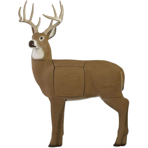 GlenDel Full-Rut Buck 3D Archery Target with Replaceable Core Insert, GlenDel Full-Rut Buck w/4-sided insert, brown