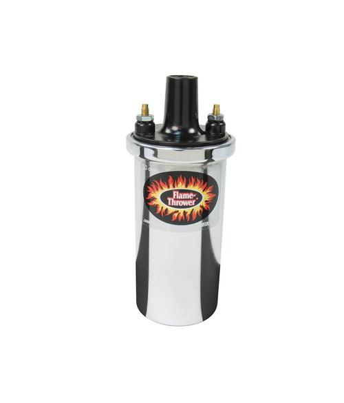 Flame-Thrower Pertronix Ignition Coil, 40,000 Volt 3 Ohm, 12 Volt, Chrome Epoxy