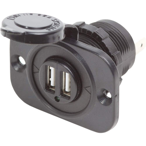 Dual USB Charger Socket Blue Sea Systems 1016, 12/24v 2.1a, Black