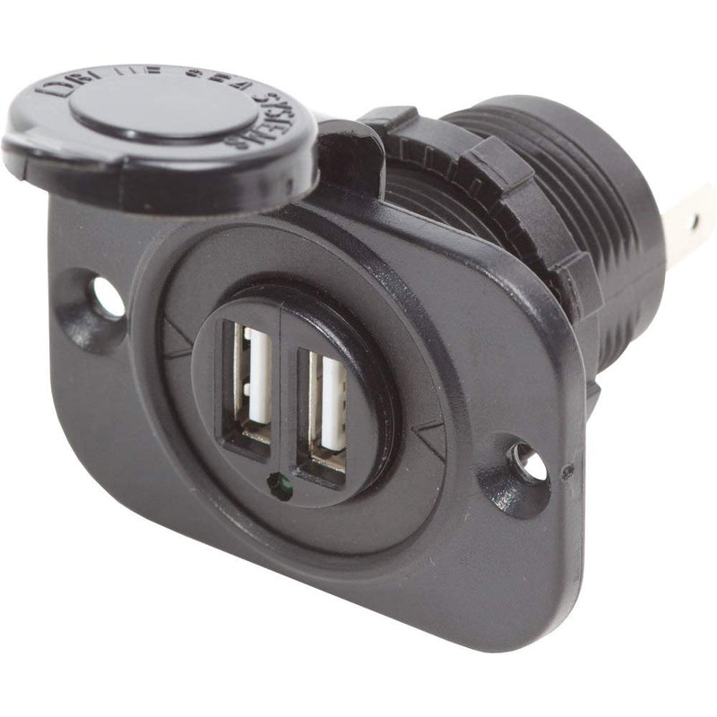 Dual USB Charger Socket Blue Sea Systems 1016, 12/24v 2.1a, Black