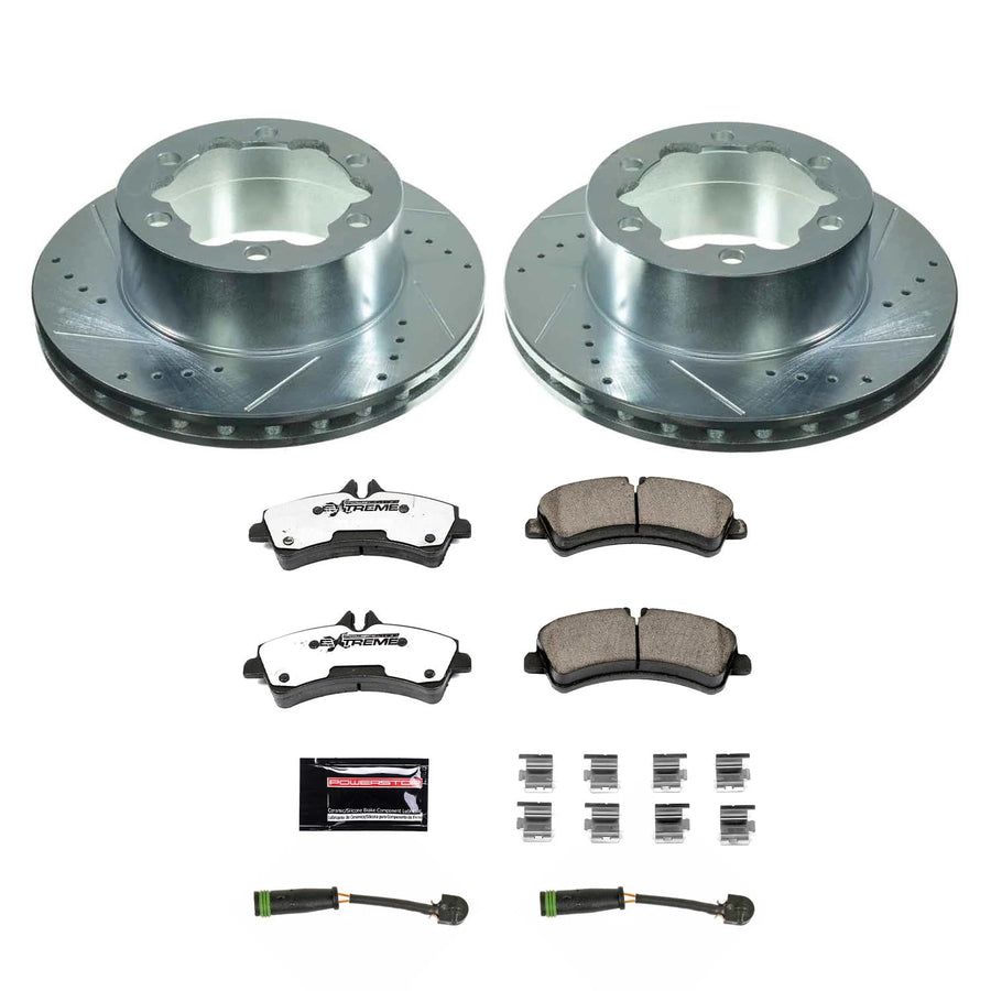 Power Stop K7094-36 Rear Carbon-Fiber Ceramic Brake Pad with Drilled and Slotted Rotor Kit Z36 Truck and Tow For Freightliner Sprinter 3500, Freightliner Sprinter 350, Sprinter 3500, [Model Specific]