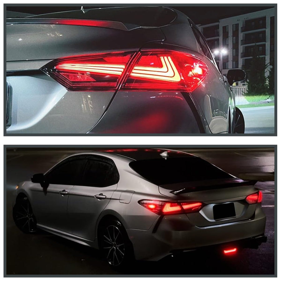 Sequential Tail Lights SPEC-D TUNING Black w/LED Turn Signal and Startup Animation Compatible with 2018-2022 Toyota Camry, Left + Right Pair Assembly