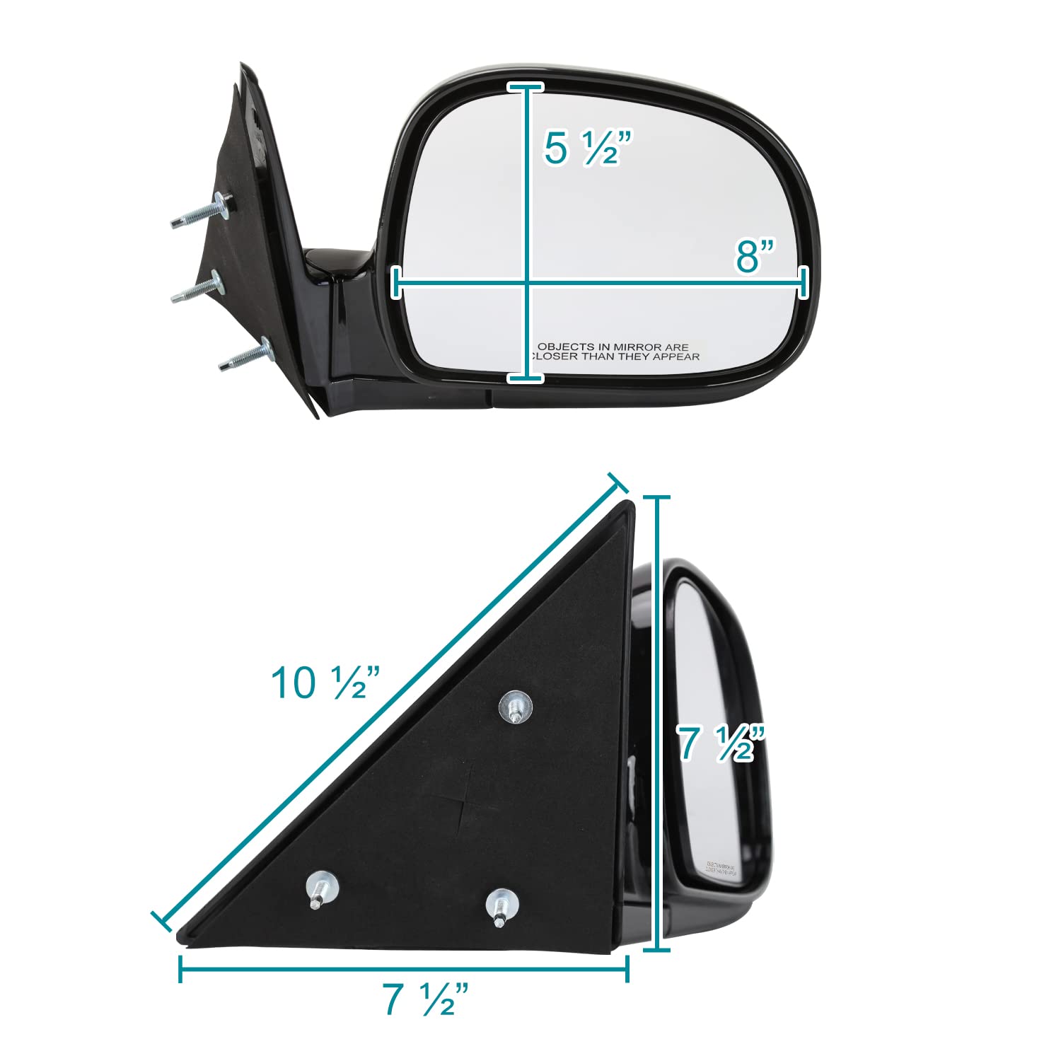 Manual Side Mirrors Spec-D Tuning Glossy Black Compatible with 1994-2001 Chevy S10, Left+Right Pair