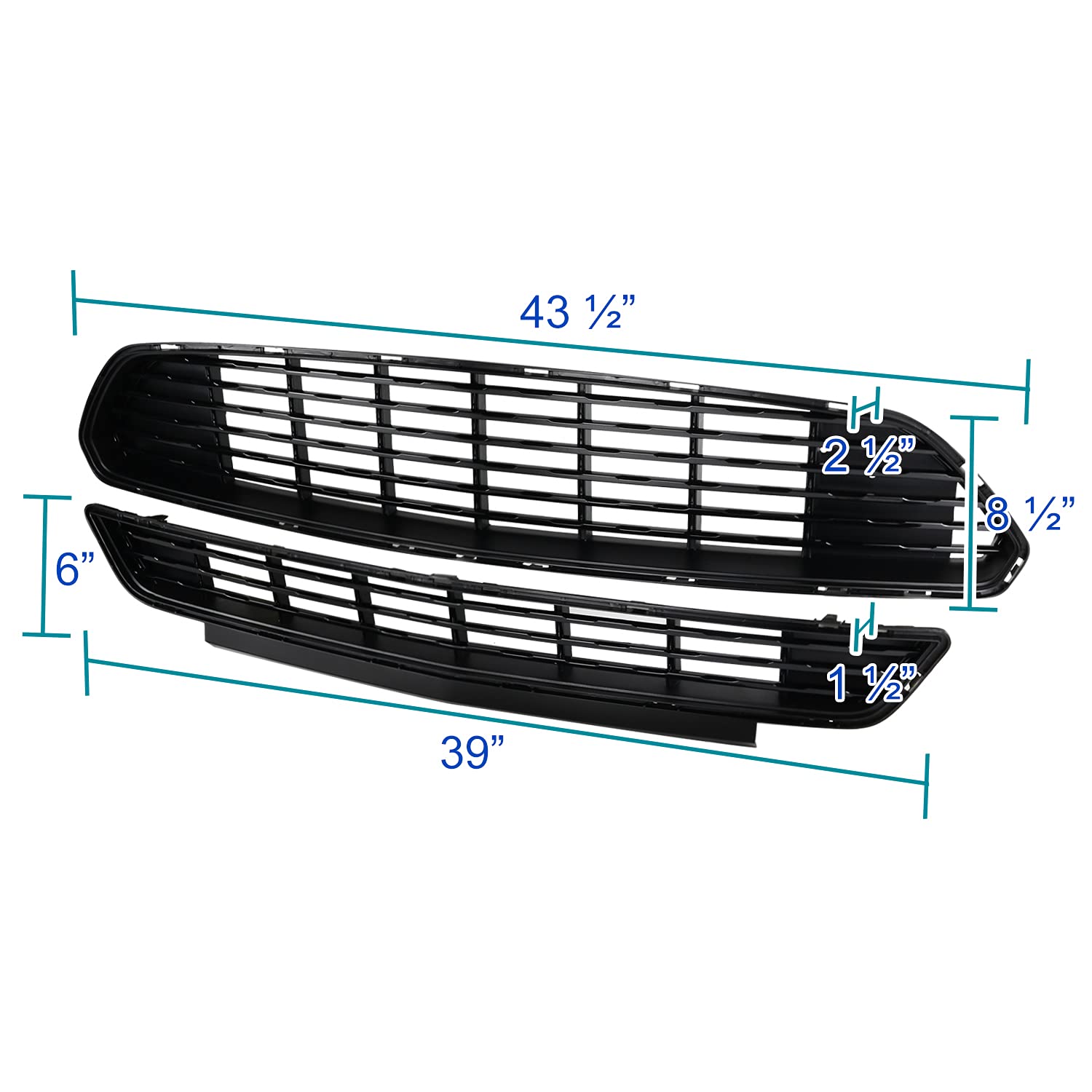Front Bumper Upper Grille + Lower Grille Spec-D Tuning CA Edition Compatible with 2015-2017 Ford Mustang GT