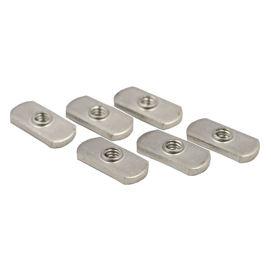 Track Nut YakAttack 6 Pack | ½” Wide Stainless Steel ¼-20 Thread Nuts for MightyMount, GearTrac & Most Kayak Track Systems | Marine-Grade Hardware | Made in USA